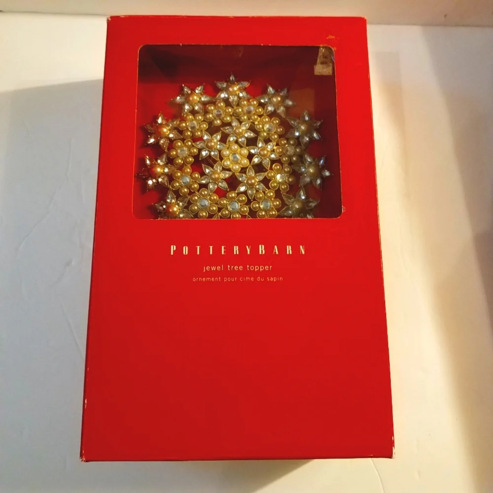Pottery Barn Gold Jewel Snoflake Tree Topper New
